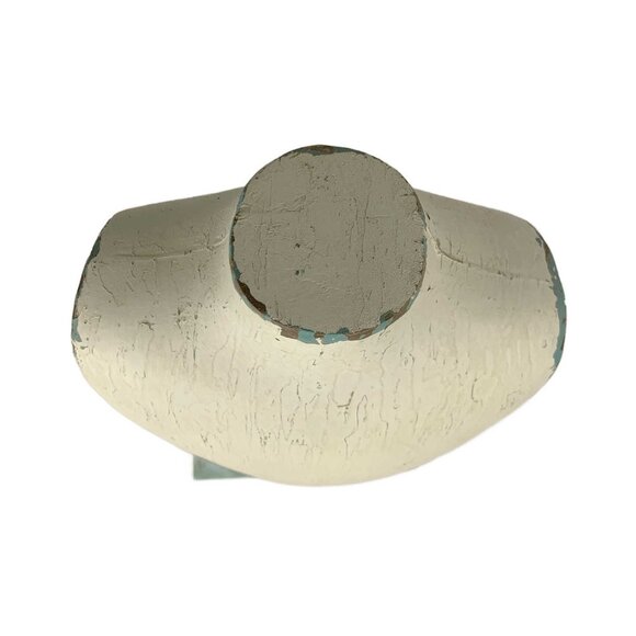 Necklace Jewelry Display Bust Stand Vintage Distressed Chipped Paint Teal White - Picture 5 of 10